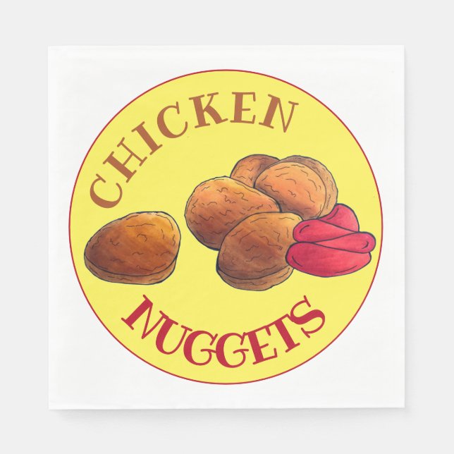 Chicken Nuggets with Ketchup Junk Food Foodie Napkin (Front)