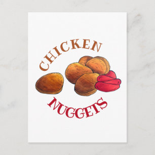 Chicken Nuggets with Ketchup Junk Food Foodie Postcard