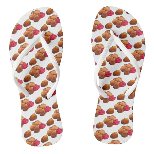 Chicken Nuggets with Ketchup Junk Food Foodie Thongs (Footbed)