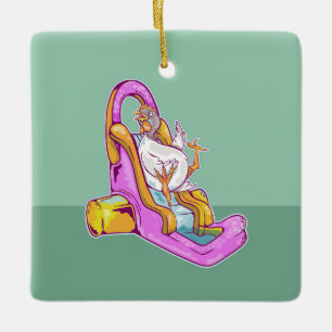 Chicken on a waterslide ceramic ornament