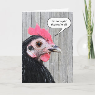 Chicken On Barn Wood for Funny Birthday Card
