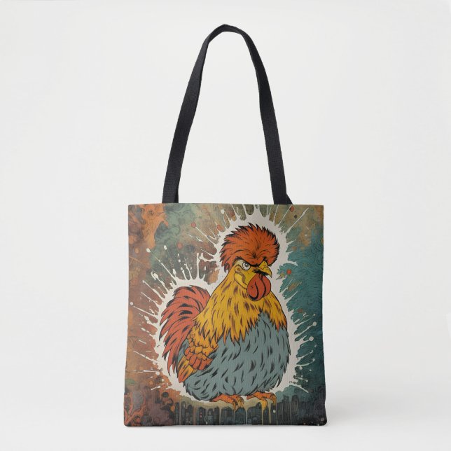 Chicken on colours tote bag (Front)