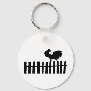 Chicken on Fence Key Ring