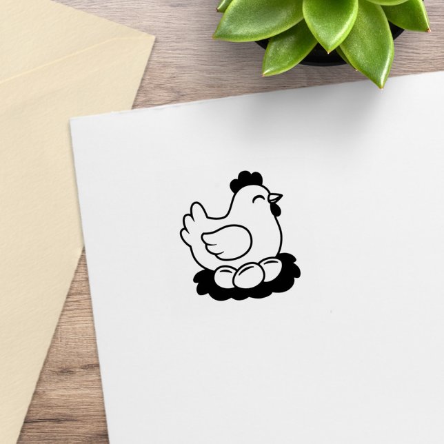 Chicken on Nest with Eggs 1x1 Rubber Stamp (Creator Uploaded)