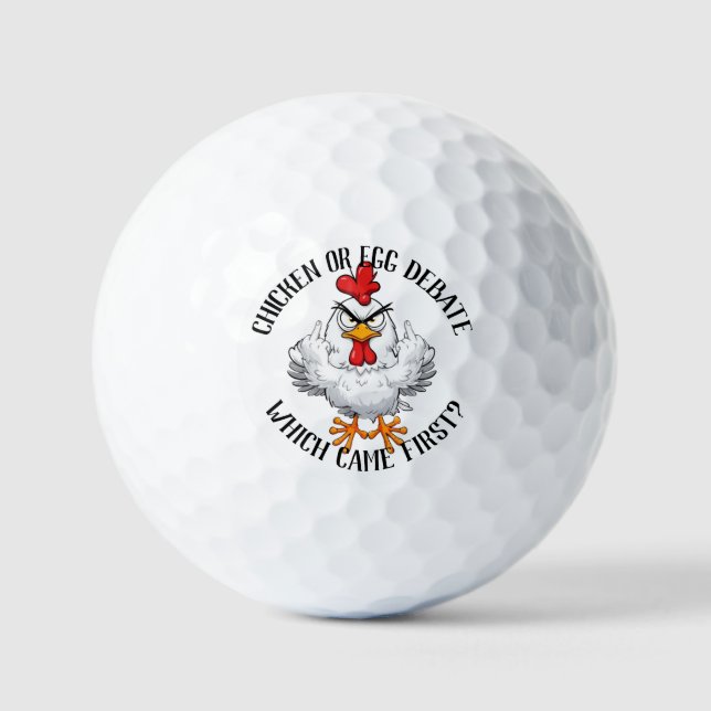 Chicken or Egg Debate Golf Ball - Personalized Pun (Front)