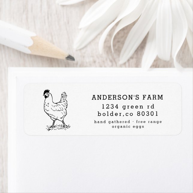 Chicken Organic Egg Farm Return Address Label (Insitu)