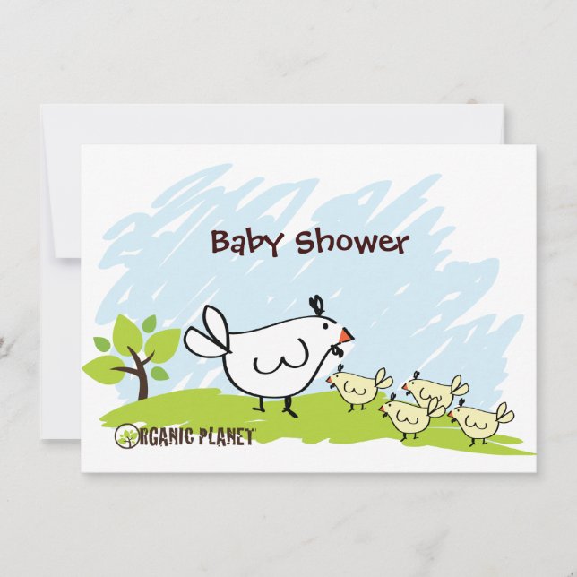 Chicken Organic Planet Baby Shower Invitations (Front)