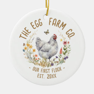 Chicken Ornament First Flock Watercolor Grey Hen