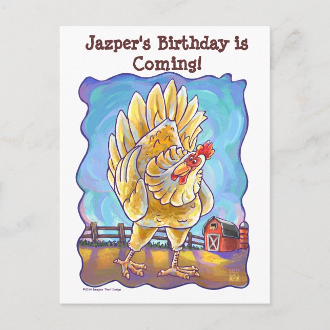 Chicken Party Centre Announcement Postcard (Front)