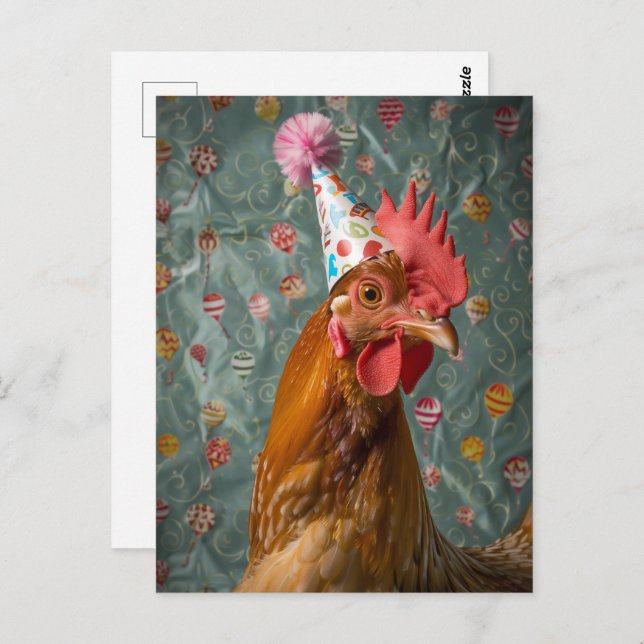 Chicken Party Hat Postcard (Front/Back)