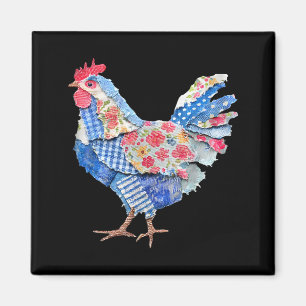 Chicken Patchwork Bunny Eggs Rabbit Happy Easter D Magnet