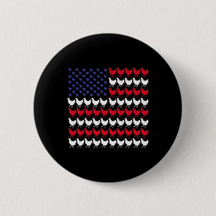 Chicken Patriotic Farmers 4th Of July American Fla 6 Cm Round Badge