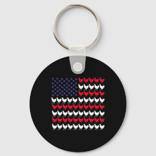 Chicken Patriotic Farmers 4th Of July American Fla Key Ring