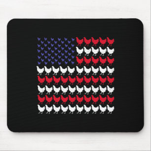 Chicken Patriotic Farmers 4th Of July American Fla Mouse Pad