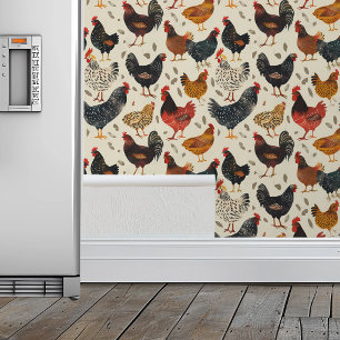 Chicken Pattern Kitchen Wallpaper