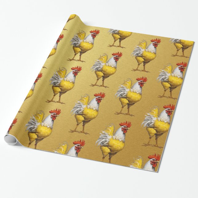 Chicken Pattern Wrapping Paper (Unrolled)