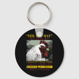 Chicken Permission Vintage Japanese Rooster _1 Key Ring