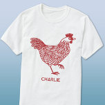 Chicken Personalised T-Shirt<br><div class="desc">A hen design for chicken and poultry lovers,  farmers,  small holders and chicken whisperers.  Original art by Nic Squirrell. Change the name or text to personalise.</div>
