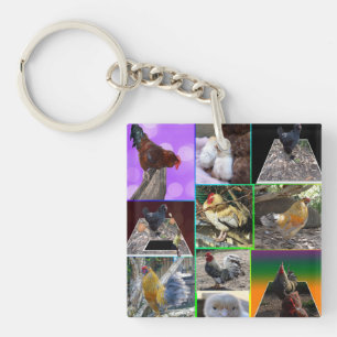 Chicken Photo Collarge, Key Ring