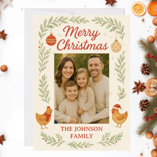 Chicken Photo Customisable Christmas Card