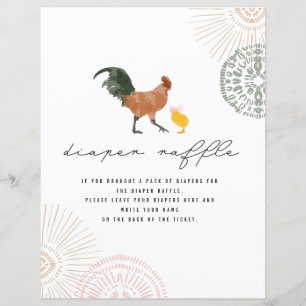 Chicken Pink Baby Shower Diaper Raffle Sign