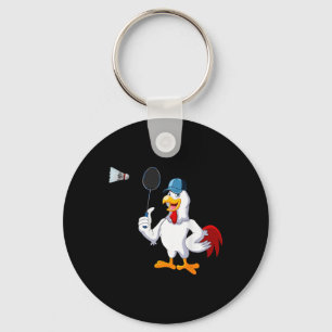 Chicken Playing Badminton Costume Badminton Player Key Ring