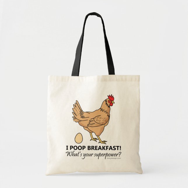 Chicken Poops Breakfast Funny Design Tote Bag (Front)