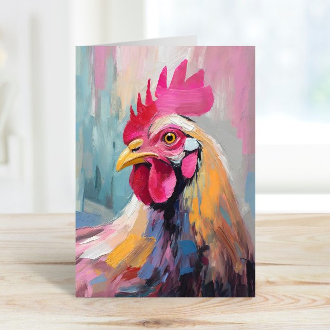 Chicken Portrait Modern Abstract Art Card (Creator Uploaded)