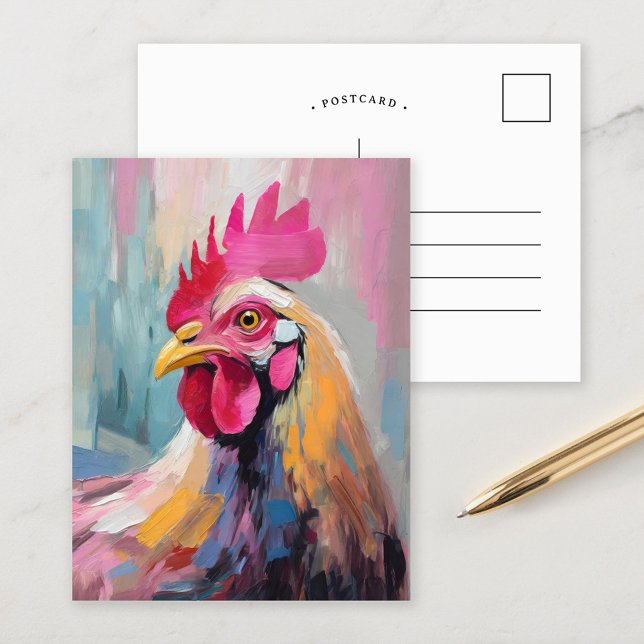 Chicken Portrait Modern Abstract Art Postcard (Creator Uploaded)