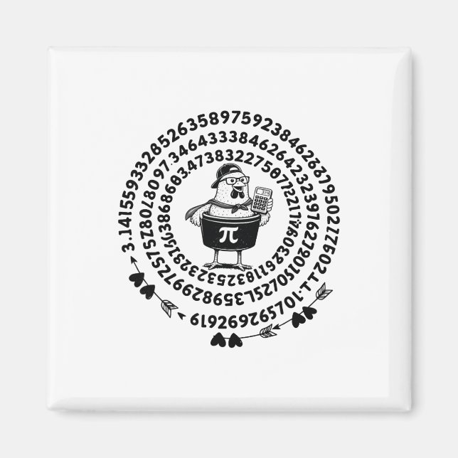 Chicken Pot Holding Calculator Math Teacher Pi Day Magnet (Front)
