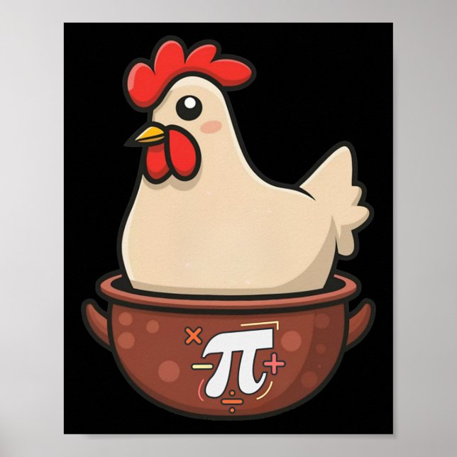 Chicken Pot Pi Funny Pie Day Cartoon Chicken Pot P Poster (Front)