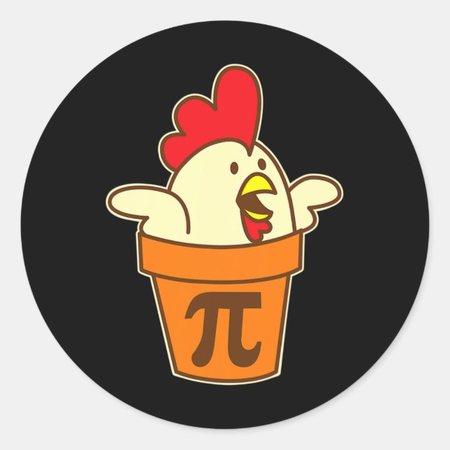 Chicken Pot Pi Geek Pie Mathematics Pun Funny  Classic Round Sticker (Front)