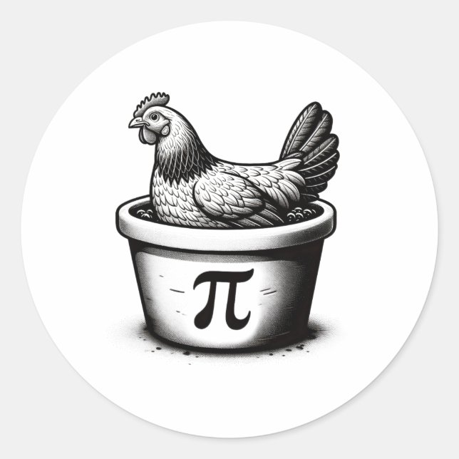 Chicken Pot Pie Funny Math Pun Chicken Pot Pi Day  Classic Round Sticker (Front)
