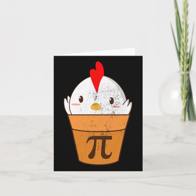 Chicken Pot Pie Funny Pi Day 3.14 March 14th Vinta Card (Front)