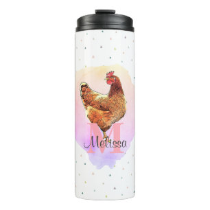 Chicken Pretty Farm Animal Monogram Pattern  Thermal Tumbler