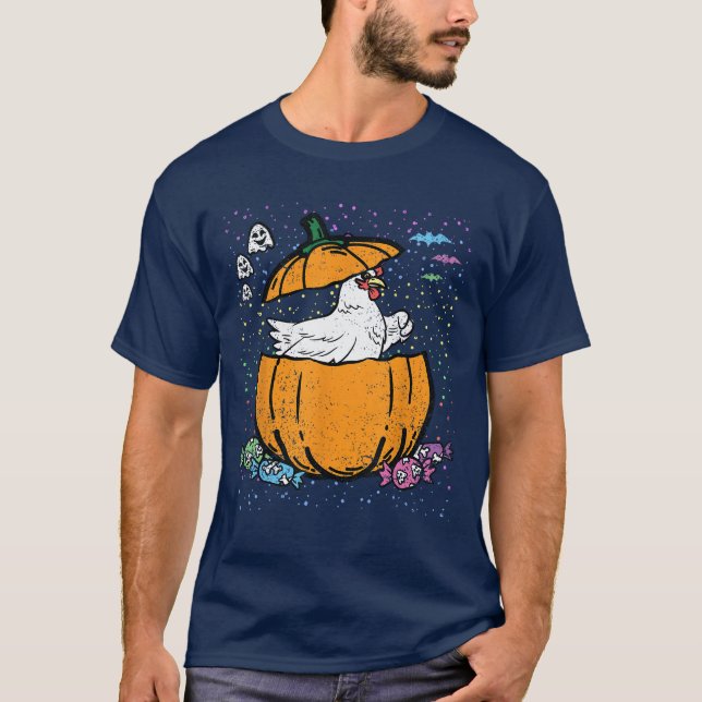 Chicken Pumpkin Halloween Costume Farm Animal Tric T-Shirt (Front)