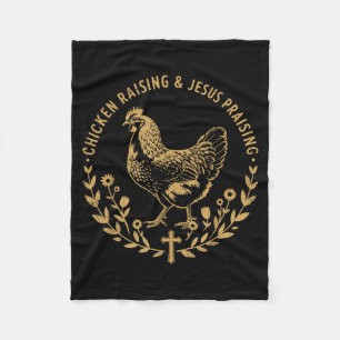 Chicken Raising &amp; Jesus Praising Shirt Men Wom Fleece Blanket