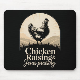 Chicken Raising Jesus Praising Cross Sunburst Chri Mouse Pad