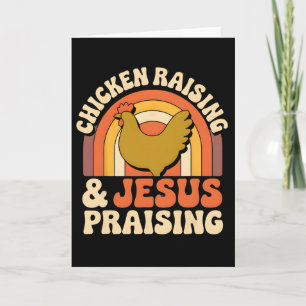 Chicken Raising Jesus Praising Retro Sunset Farmer Card