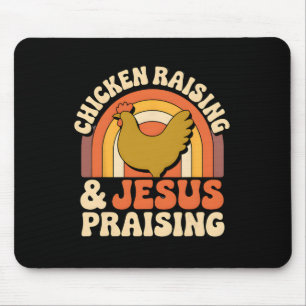 Chicken Raising Jesus Praising Retro Sunset Farmer Mouse Pad
