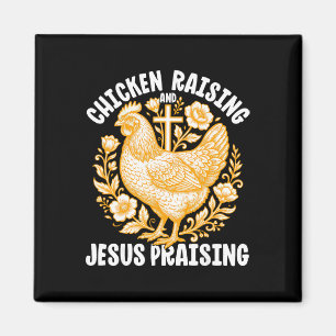 Chicken Raising Jesus Praising Rooster Christian F Magnet