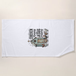 Chicken Raising Jesus Praising Vintage Farm Shirt Beach Towel