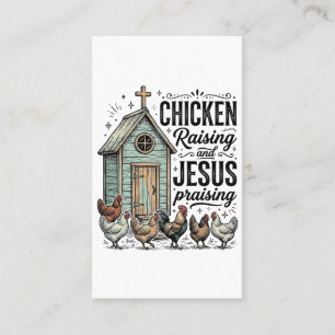 Chicken Raising Jesus Praising Vintage Farm Shirt Business Card