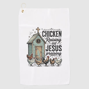 Chicken Raising Jesus Praising Vintage Farm Shirt Golf Towel