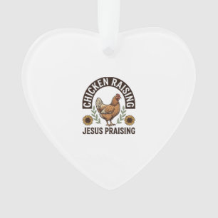 Chicken Raising Jesus Praising Vintage Farm Shirt_ Ornament