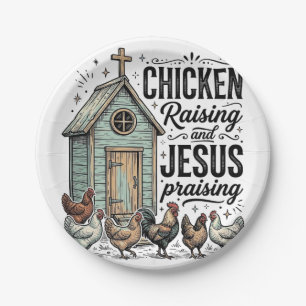 Chicken Raising Jesus Praising Vintage Farm Shirt Paper Plate