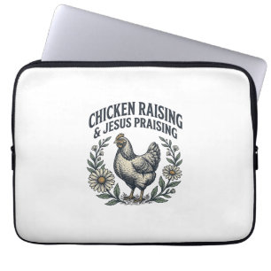 Chicken Raising & Jesus Praising Vintage Hen Laptop Sleeve