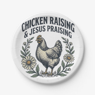Chicken Raising & Jesus Praising Vintage Hen Paper Plate