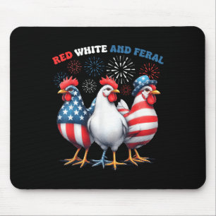 Chicken Red White And Feral Patriotic Rooster 4th Mouse Pad