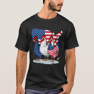 Chicken Red White Blue Patriotic Rooster 4th of Ju T-Shirt